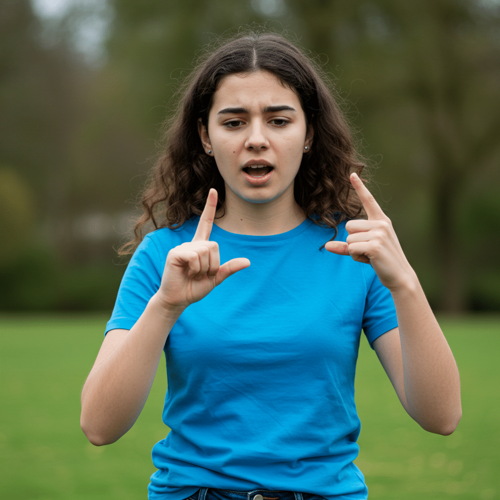 Project EDI girl using Sign Language